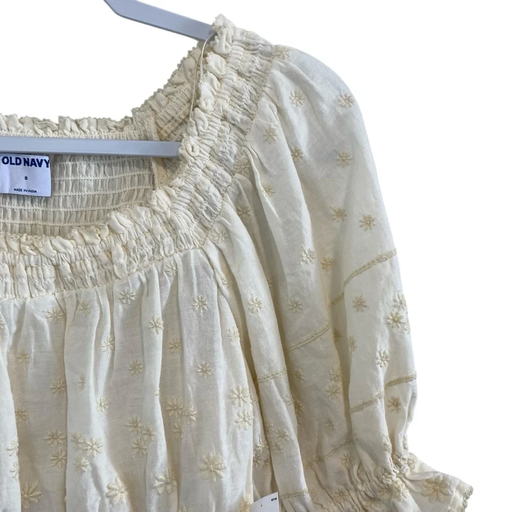Old Navy - Cream Embroidered Boho Blouse New - S - Picture 2 of 6